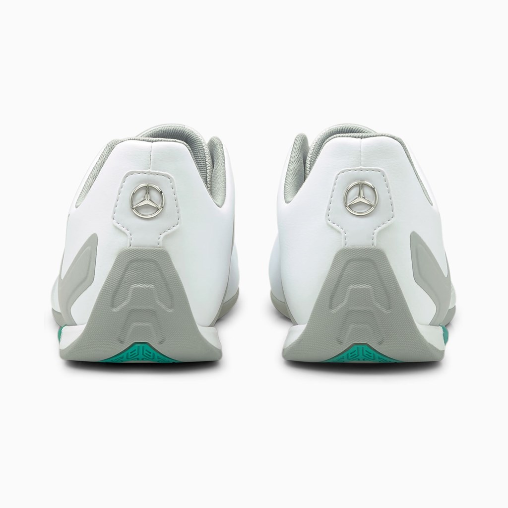 White / Mercedes Team Silver / Spectra Green Puma Mercedes F1 A3ROCAT Men's Motorsport Shoes | 8416CKUSD