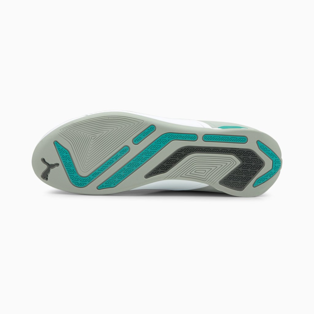 White / Mercedes Team Silver / Spectra Green Puma Mercedes F1 A3ROCAT Men's Motorsport Shoes | 8416CKUSD