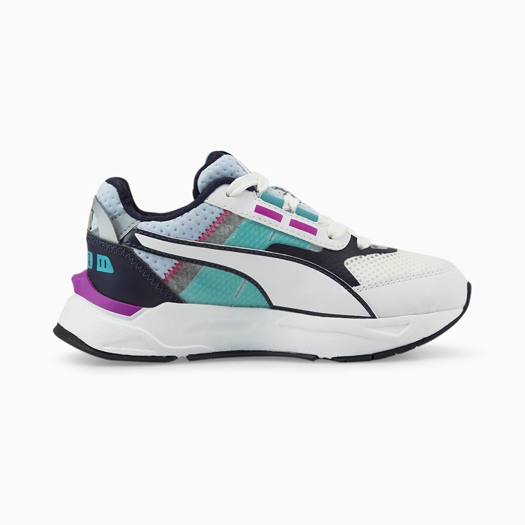 White / Parisian Night / Deep Orchid Puma Mirage Sport Tech Little Boys' Sneakers | 6357ZHBMU