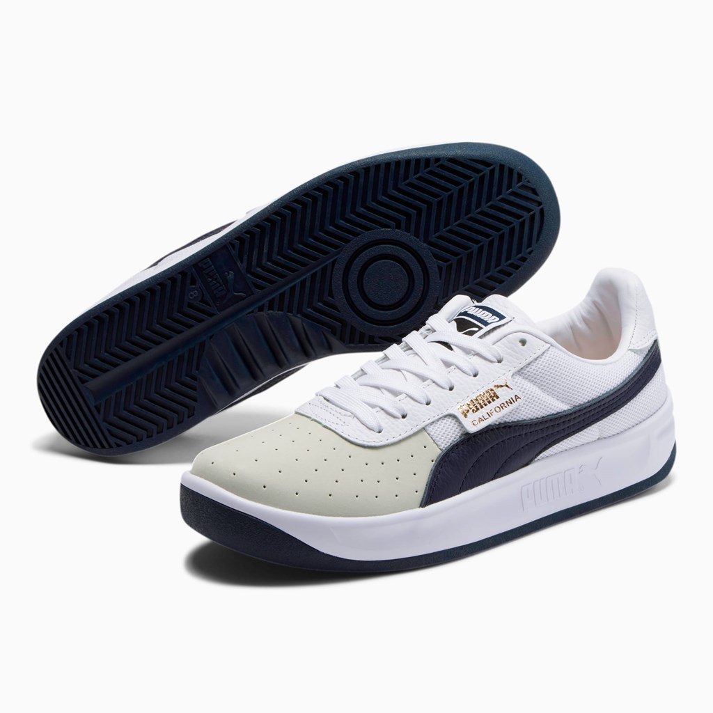 White / Peacoat / White Puma California Casual Men's Sneakers | 6251ONIUL