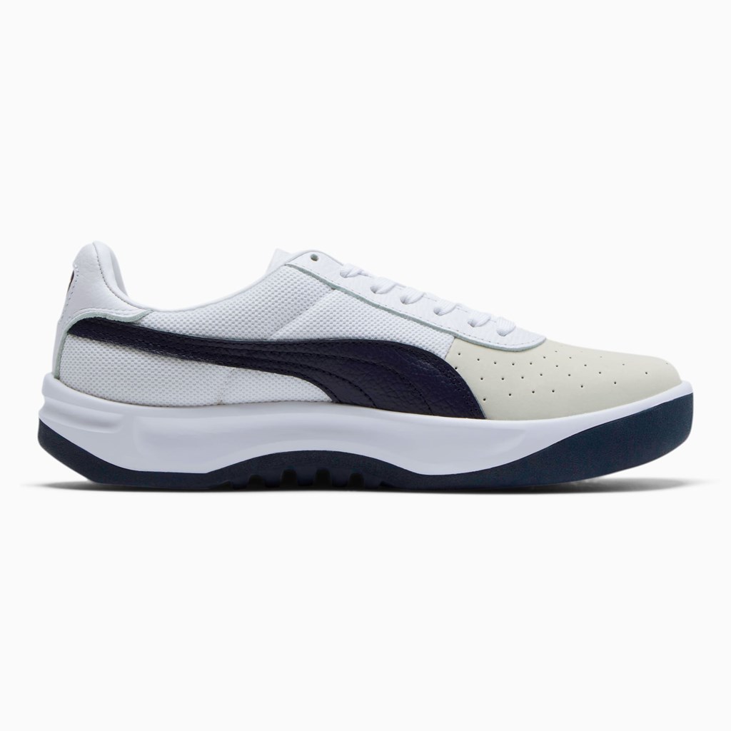 White / Peacoat / White Puma California Casual Men's Sneakers | 6251ONIUL