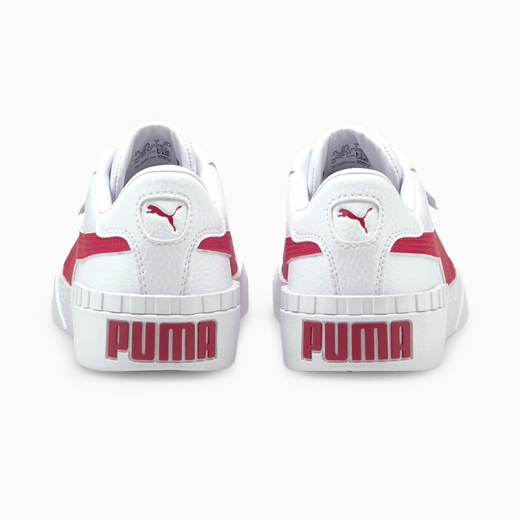 White / Persian Red Puma Cali  Women's Sneakers | 3072GQDNZ