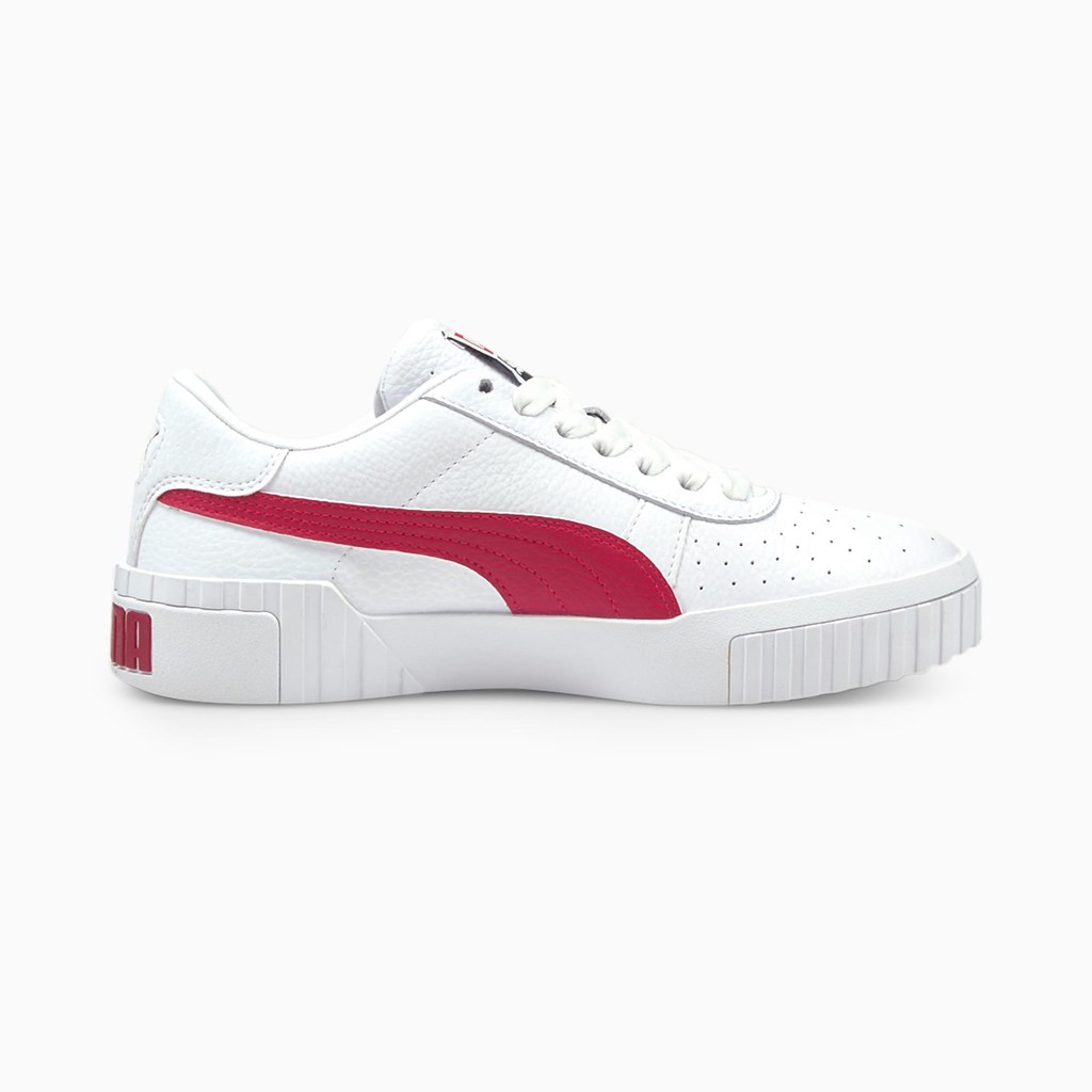 White / Persian Red Puma Cali  Women's Sneakers | 3072GQDNZ