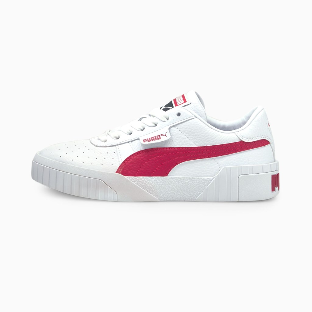 White / Persian Red Puma Cali  Women\'s Sneakers | 3072GQDNZ