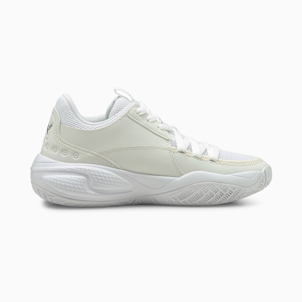 White / Pink Lady Puma Court Rider Summer Days Basketball Jr Girls' Basketball Shoes | 9608WGTHB