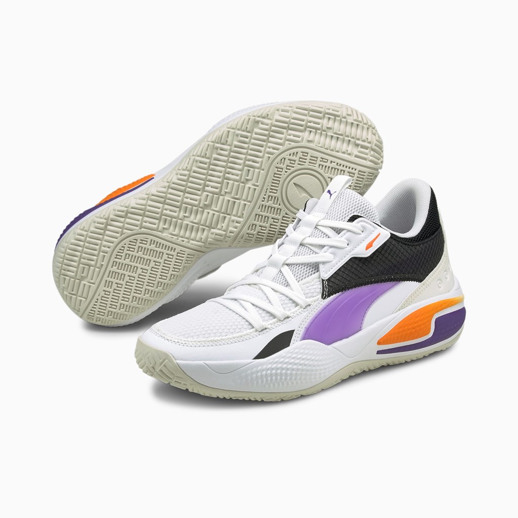 White / Prism Violet Puma Court Rider I Men's Basketball Shoes | 0359YZPBL