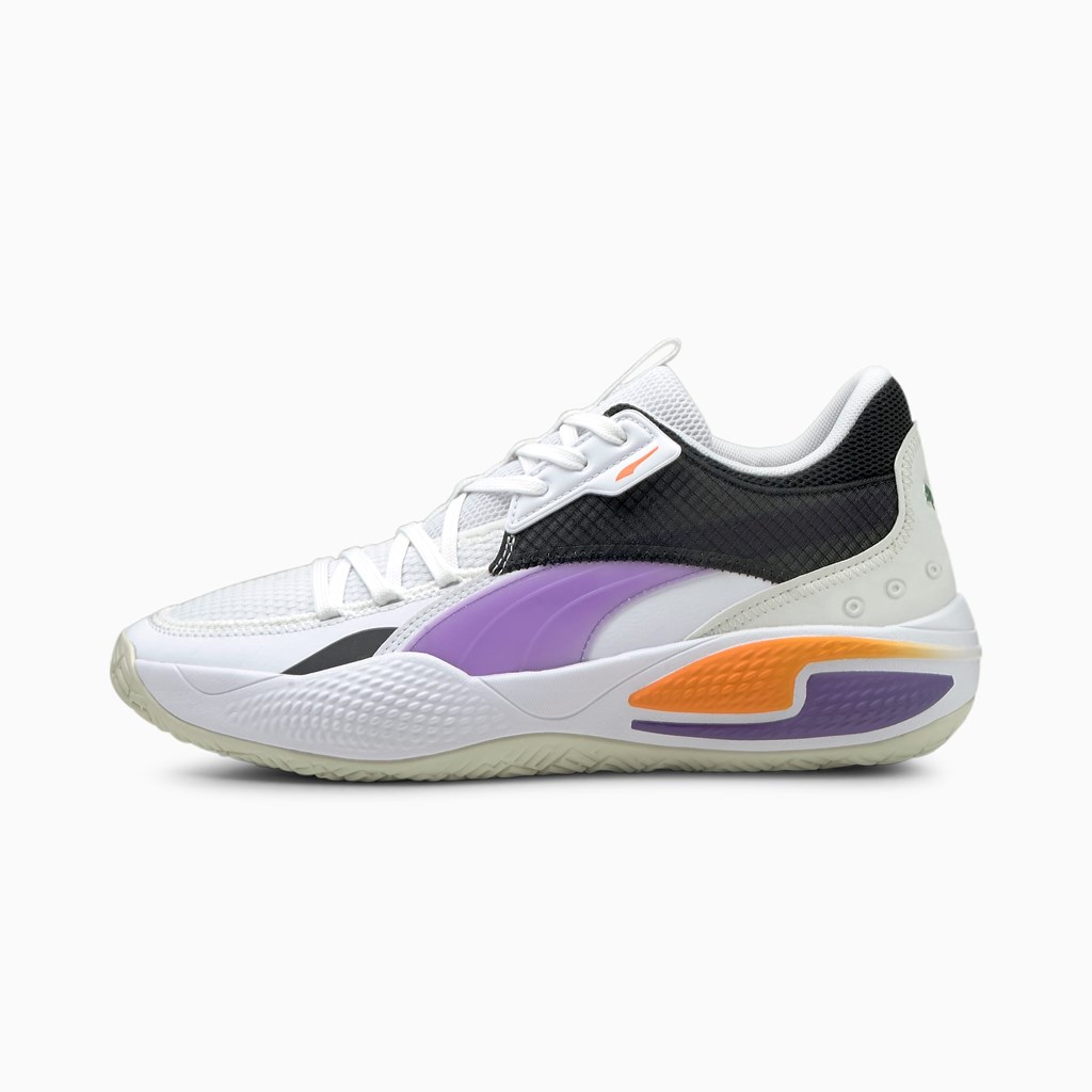 White / Prism Violet Puma Court Rider I Men\'s Basketball Shoes | 0359YZPBL