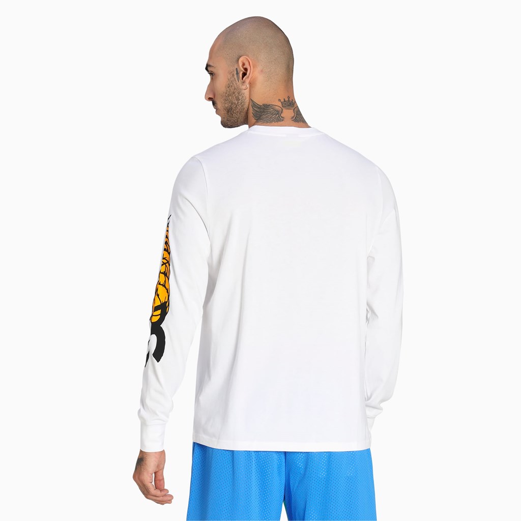 White Puma 4th Quarter Long Sleeve Men's Tee | 8601WNARY