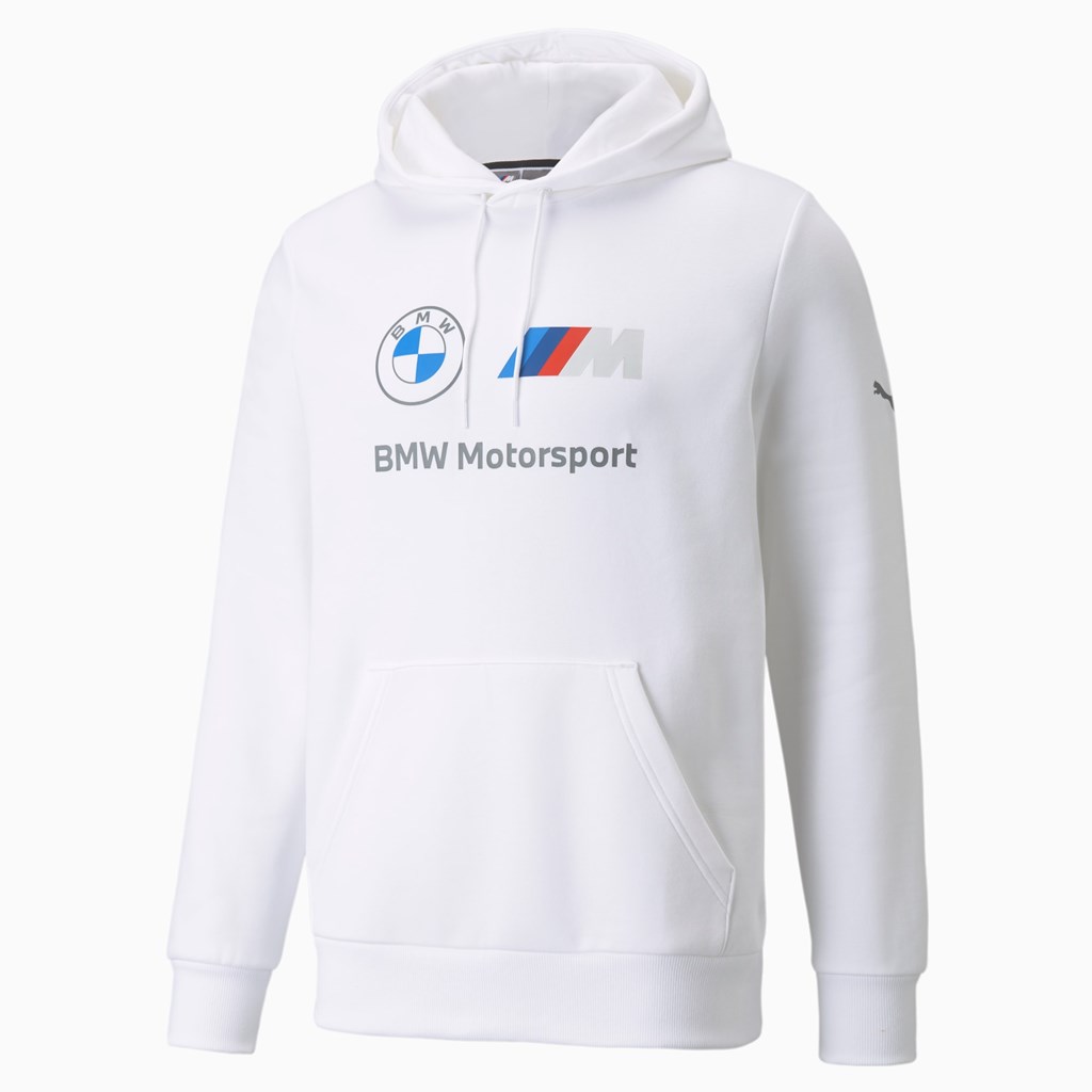 White Puma BMW M Motorsport Essentials Fleece Men\'s Hoodie | 1487EWLAH