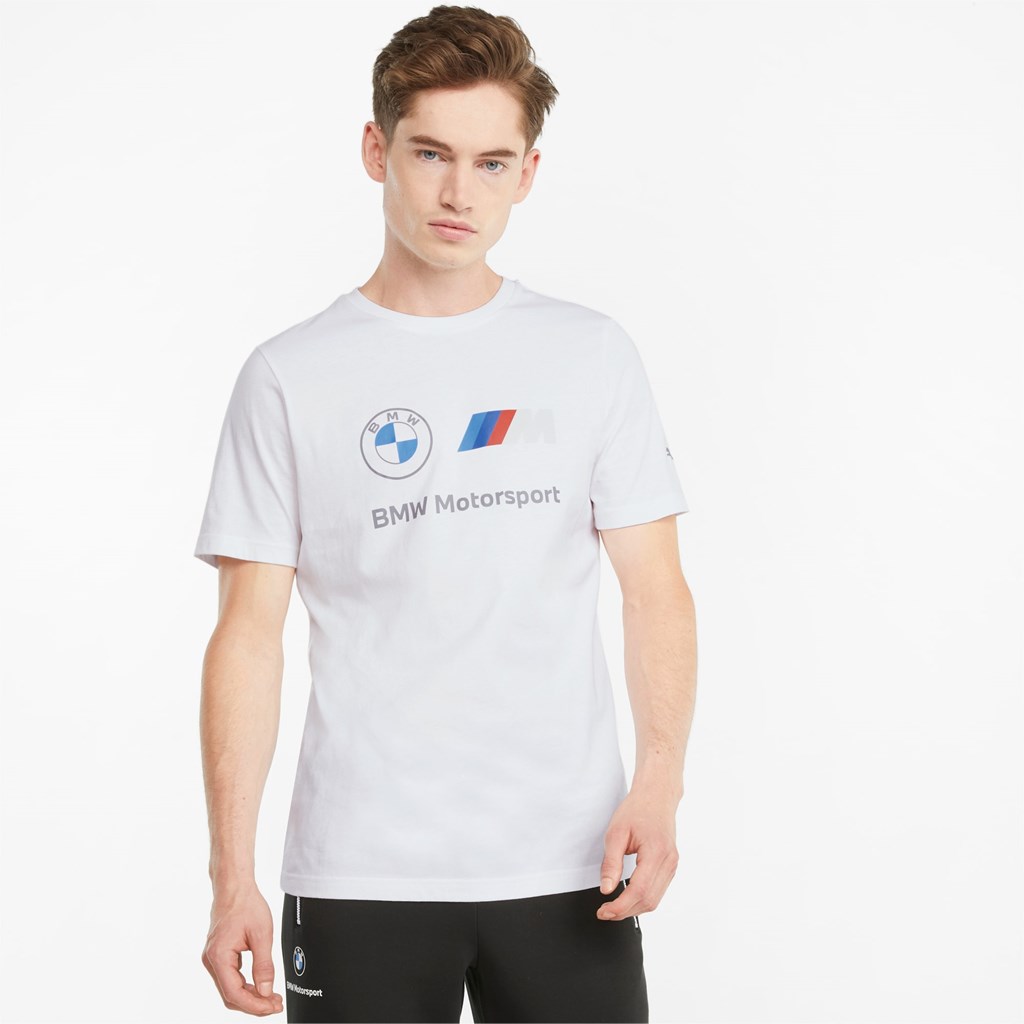 White Puma BMW M Motorsport Essentials Logo Men\'s Tee | 3602NORFZ