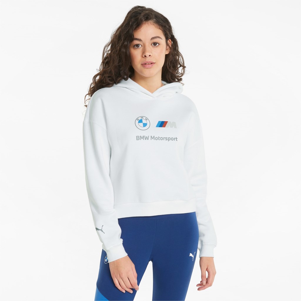 White Puma BMW M Motorsport Essentials Logo Women\'s Hoodie | 5604BKCPL