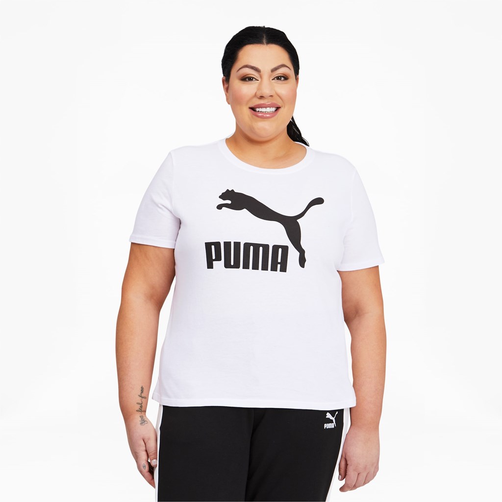 White Puma Classics Logo PL Women\'s Tee | 7681HOZNJ