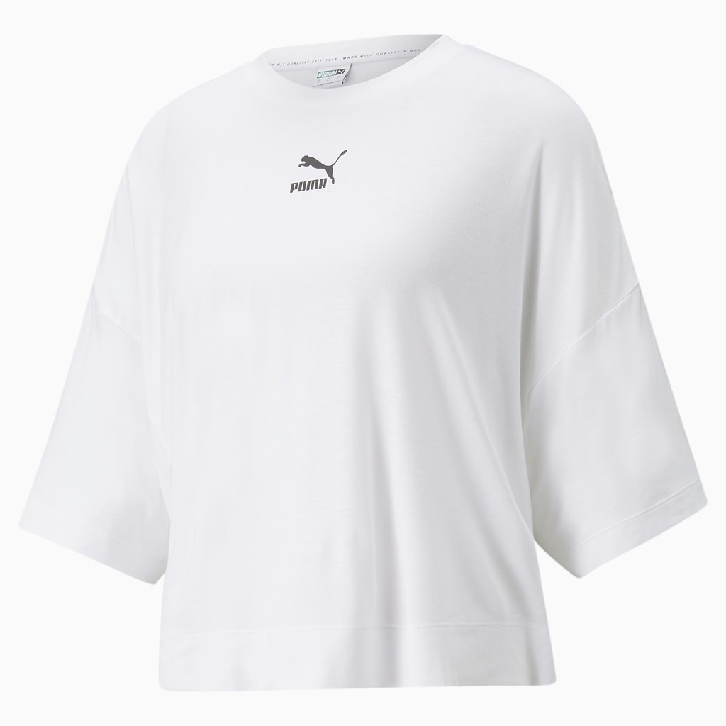 White Puma Classics Splitside  Women's Tee | 8521YJBCW