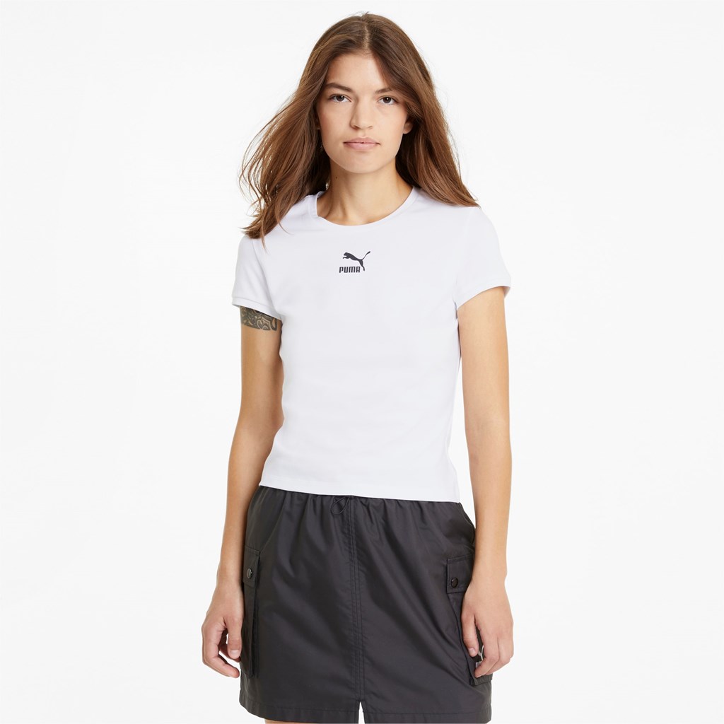 White Puma Classics Women\'s Fitted Tee | 5134SLTVC