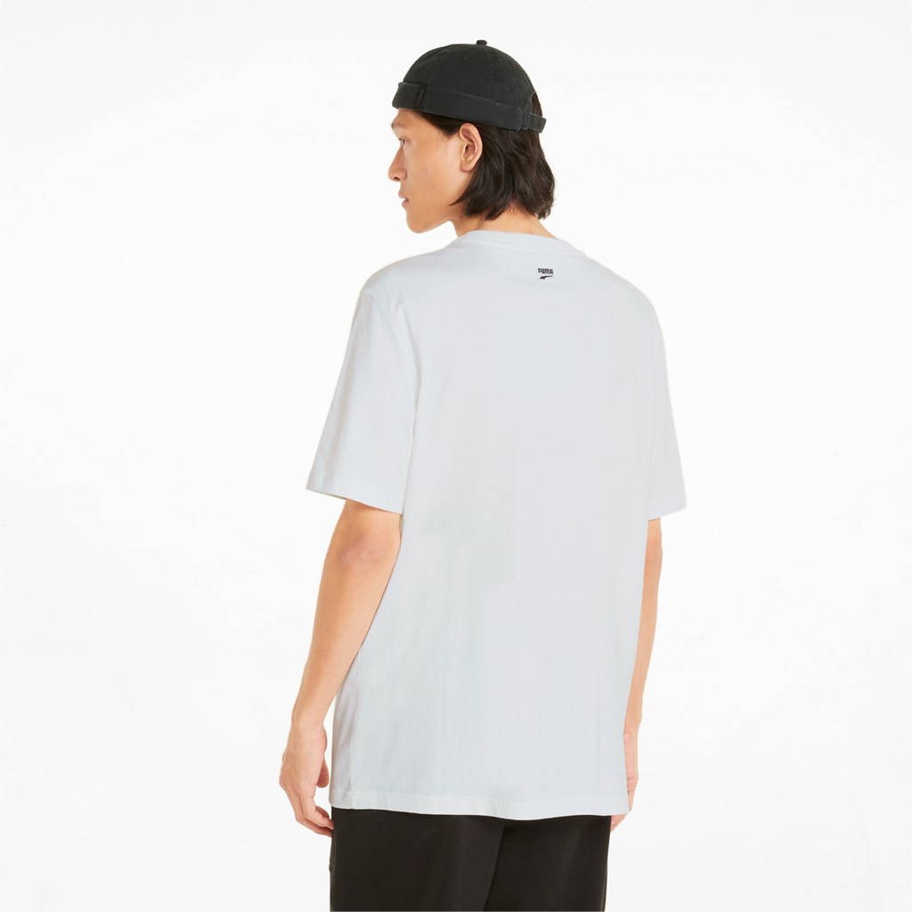 White Puma Downtown Graphic Crew Neck Men's Tee | 0837ELSZW