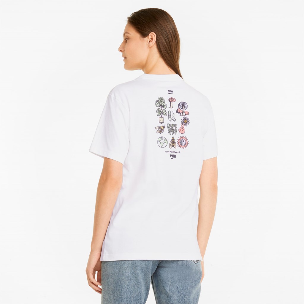 White Puma Downtown Relaxed Graphic Women's Tee | 2418CUAGR