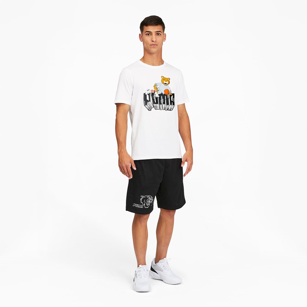 White Puma Dylan Short Sleeve Basketball Men's Tee | 7819TGZID