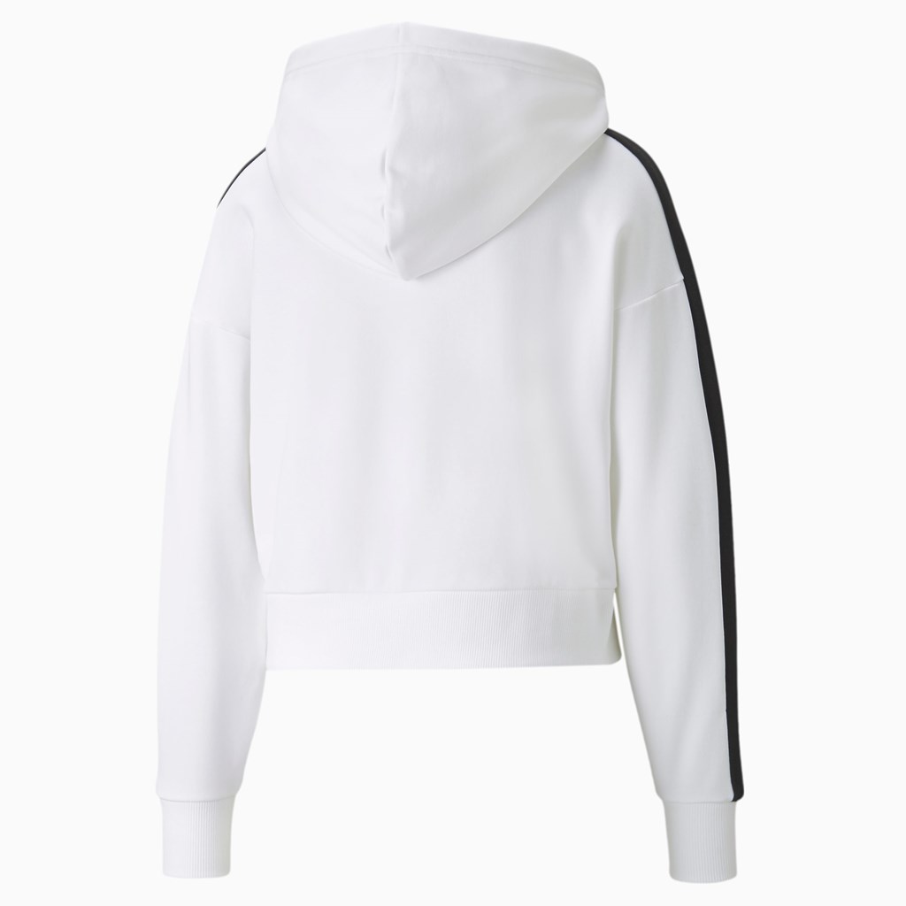 White Puma Iconic T7 Cropped Women's Hoodie | 1497SLCKQ