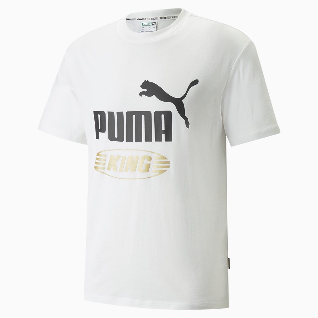 White Puma King Logo Men's Tee | 2471EIRLC