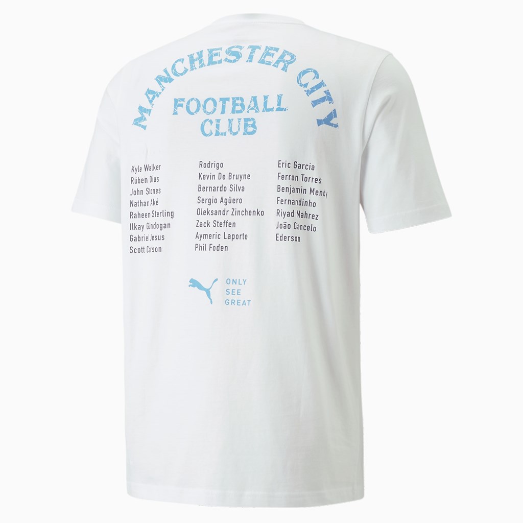 White Puma Man City EPL Winners Soccer Men's Tee | 7918RINHB