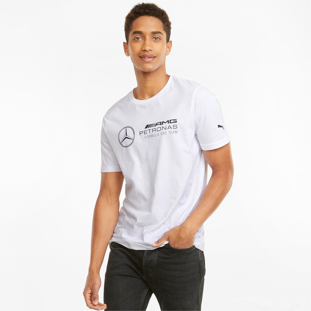 White Puma Mercedes F1 Logo Men\'s Tee | 1876GNFRL