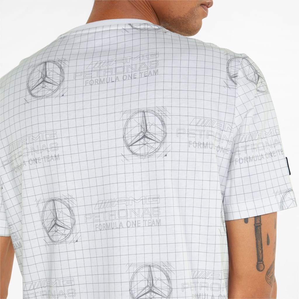 White Puma Mercedes F1 Printed Logo Men's Tee | 9061WUPDN