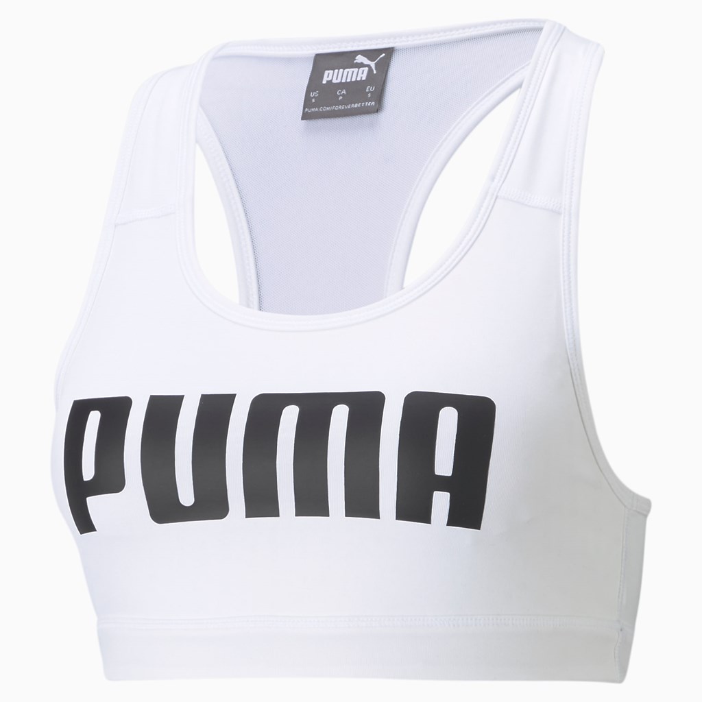 White Puma Mid Impact 4Keeps Training Women's Sports Bra | 1698VUKIZ