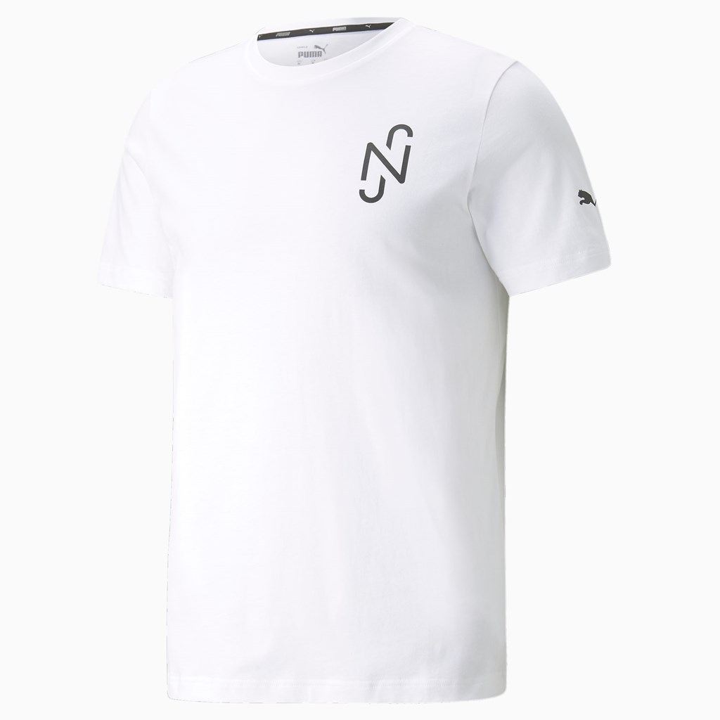 White Puma Neymar Jr Soccer Men\'s Tee | 7305DMNVT