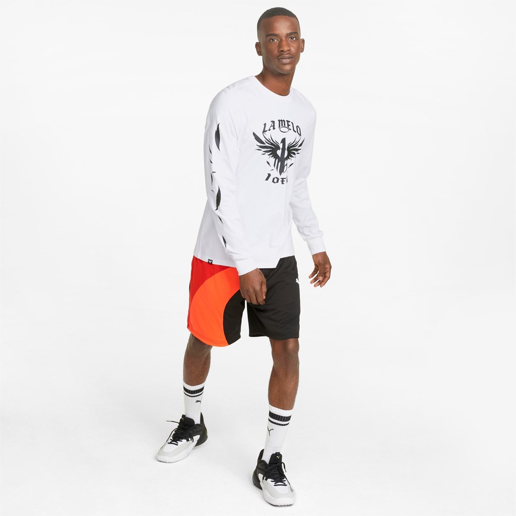 White Puma One of One Long Sleeve Basketball Men's Tee | 0864GNWLH