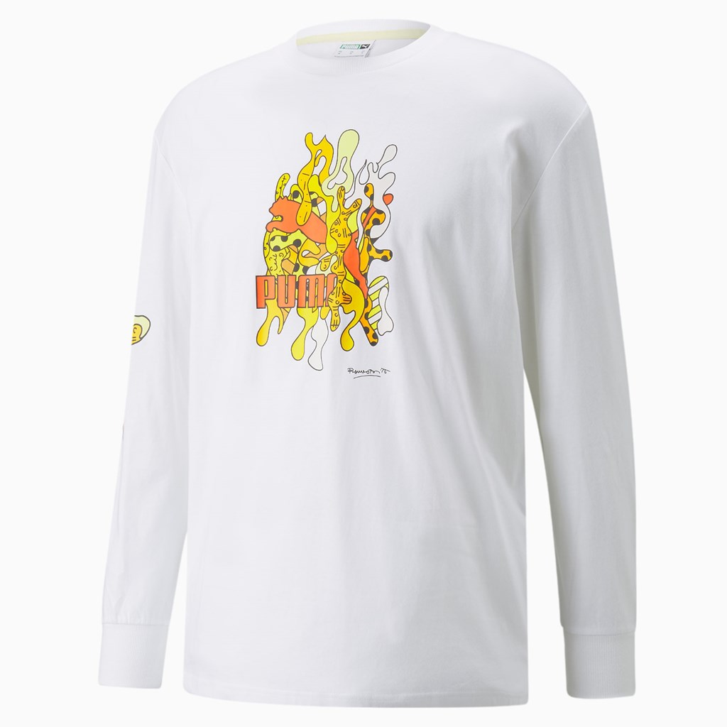 White Puma PUMA x BRITTO Long Sleeve Men's Tee | 1097VXBYF