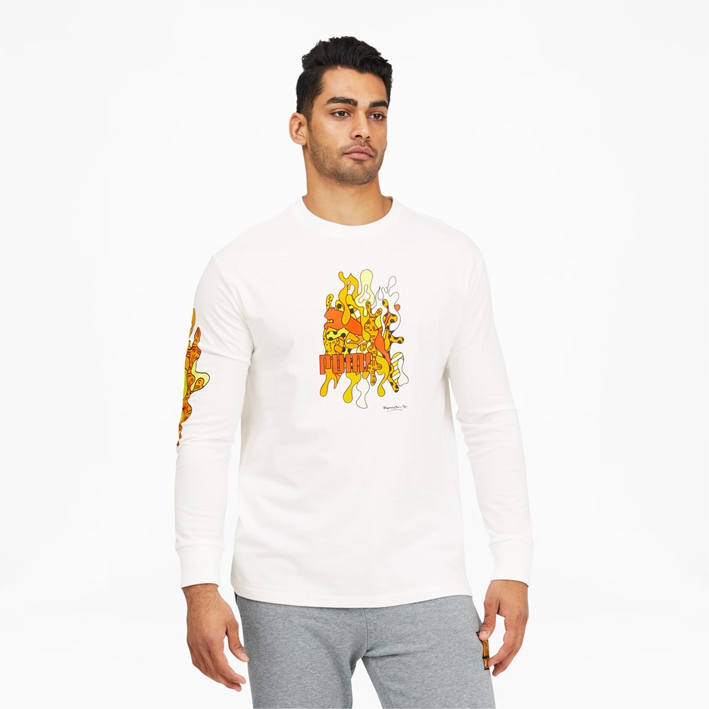 White Puma PUMA x BRITTO Long Sleeve Men\'s Tee | 1097VXBYF