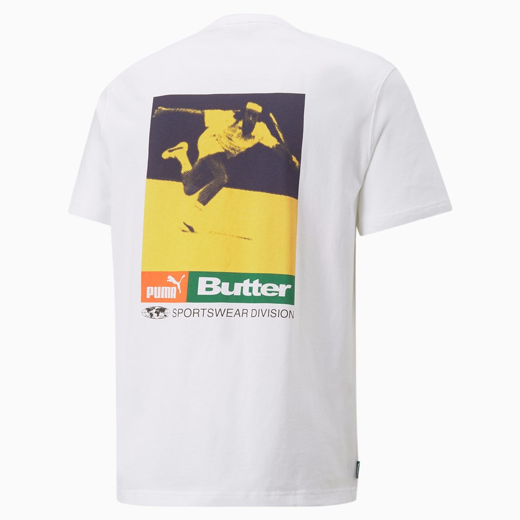 White Puma PUMA x BUTTER GOODS Graphic Tee Men's Tee | 9487WBUZN