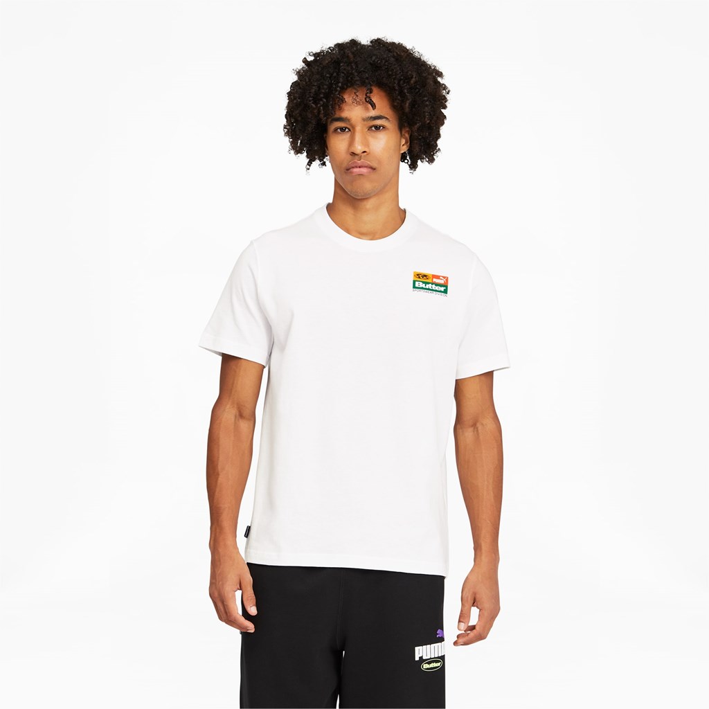 White Puma PUMA x BUTTER GOODS Graphic Tee Men\'s Tee | 9487WBUZN