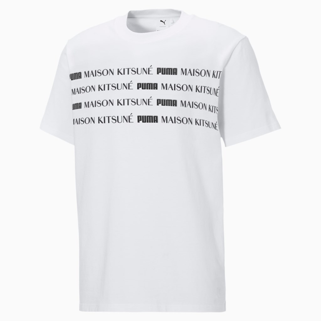 White Puma PUMA x MAISON KITSUNE Engineered Women\'s Tee | 0348VXHCU