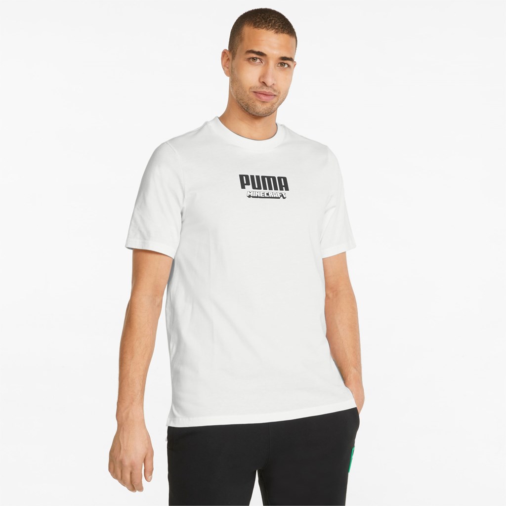 White Puma PUMA x MINECRAFT Graphic Men\'s Tee | 9367GCHBR