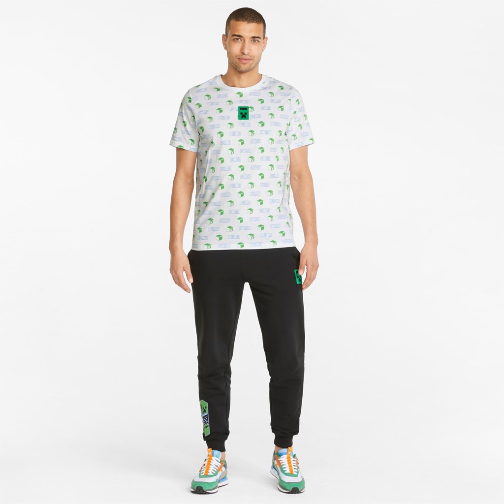 White Puma PUMA x MINECRAFT Printed Men's Tee | 7298XSGOC