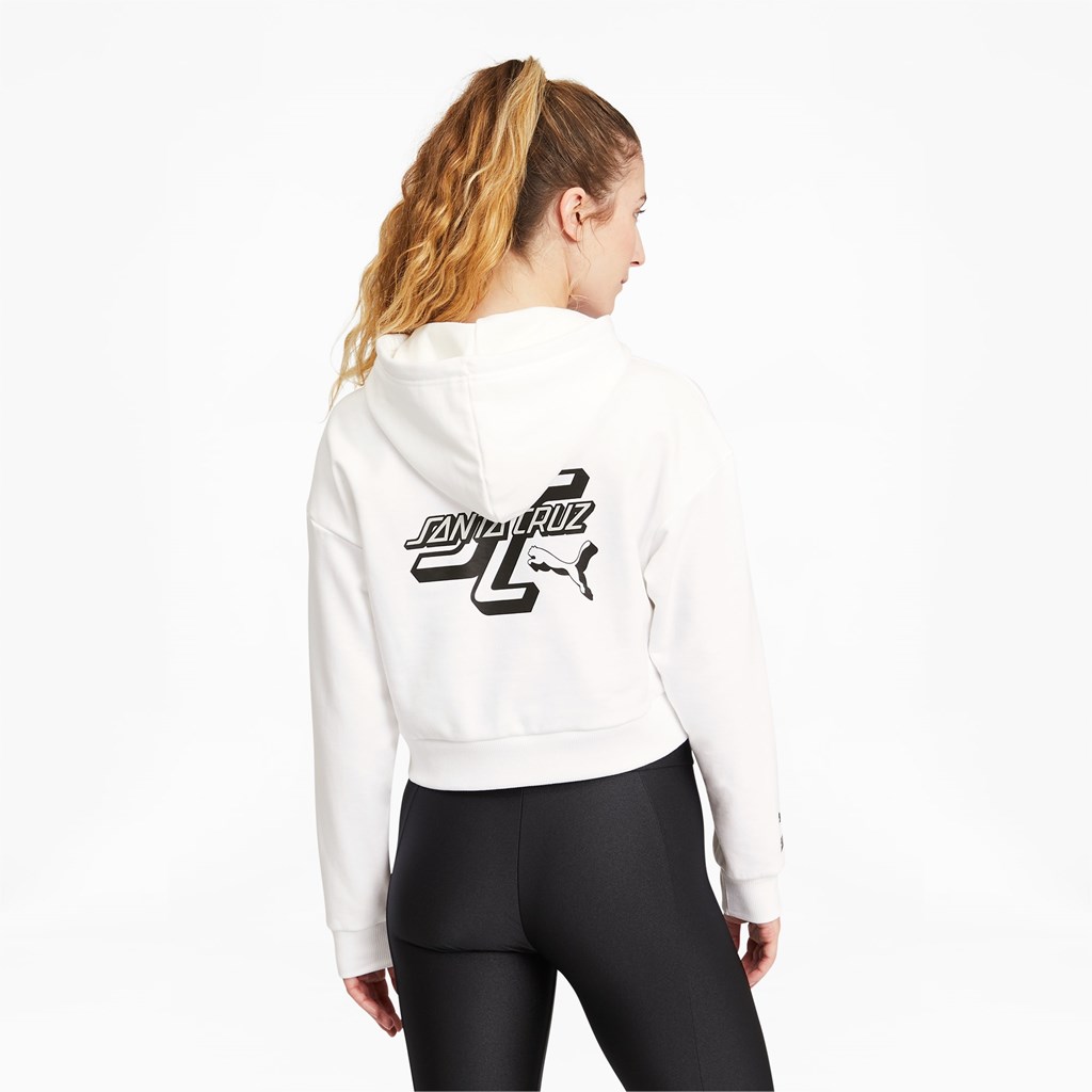 White Puma PUMA x SANTA CRUZ Cropped Women's Hoodie | 9347EMXGK