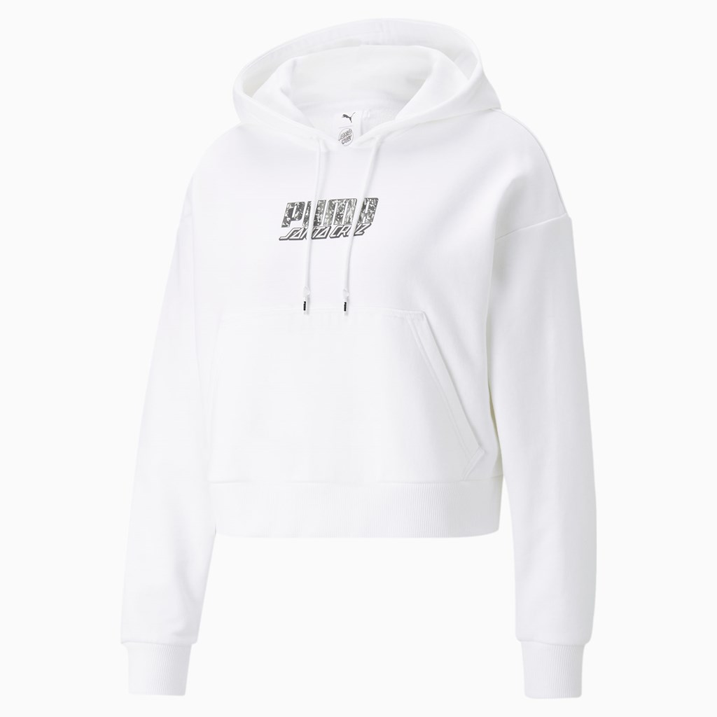 White Puma PUMA x SANTA CRUZ Cropped Women's Hoodie | 9347EMXGK