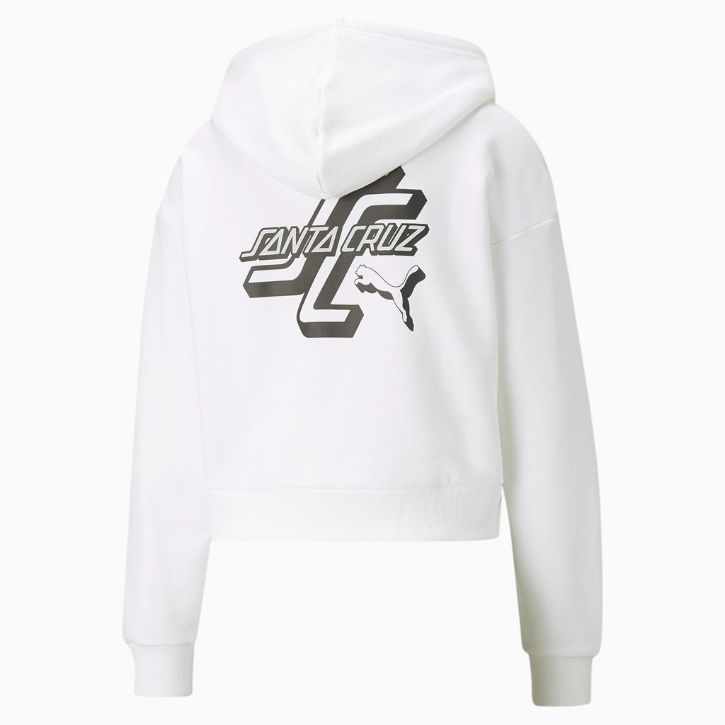 White Puma PUMA x SANTA CRUZ Cropped Women's Hoodie | 9347EMXGK