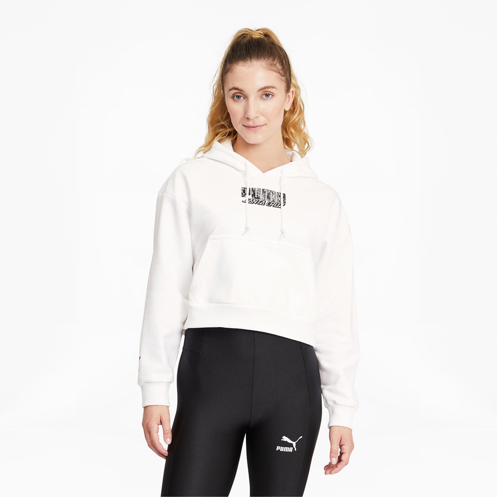 White Puma PUMA x SANTA CRUZ Cropped Women\'s Hoodie | 9347EMXGK