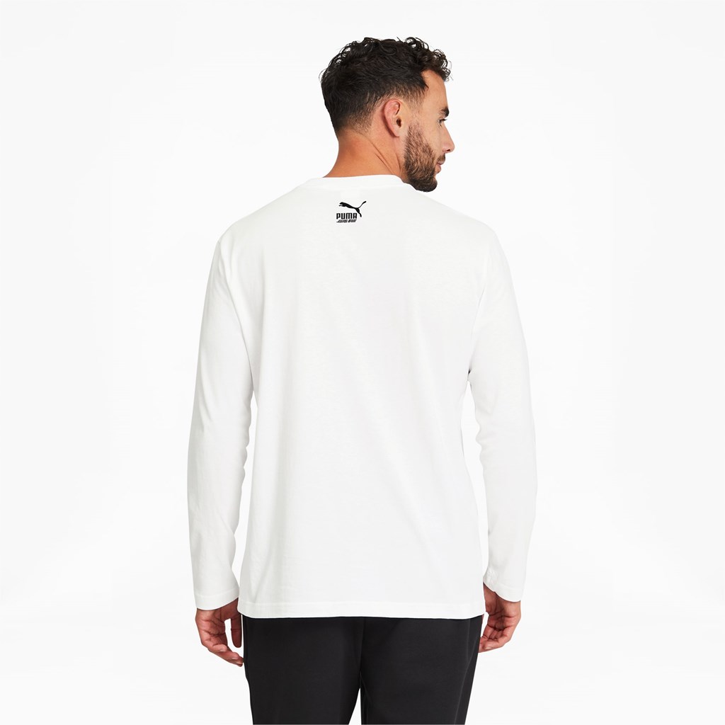 White Puma PUMA x SANTA CRUZ Long Sleeve Tee Men's Tee | 0548EPFVM