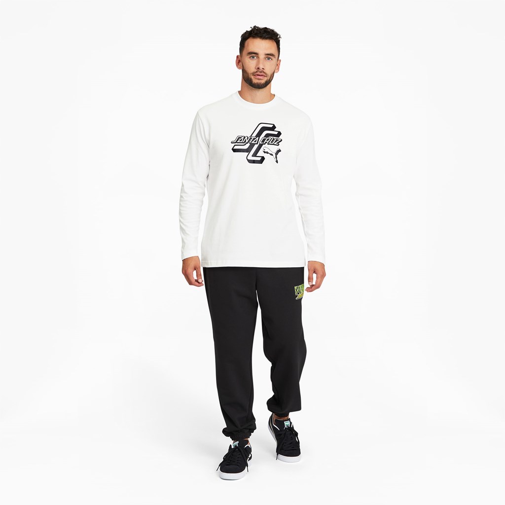 White Puma PUMA x SANTA CRUZ Long Sleeve Tee Men's Tee | 0548EPFVM