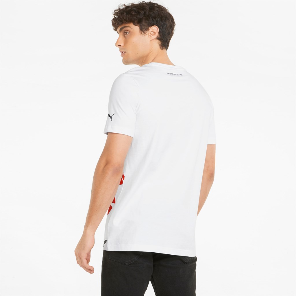 White Puma Porsche Legacy Statement Graphic Men's Tee | 9683ZQTHU