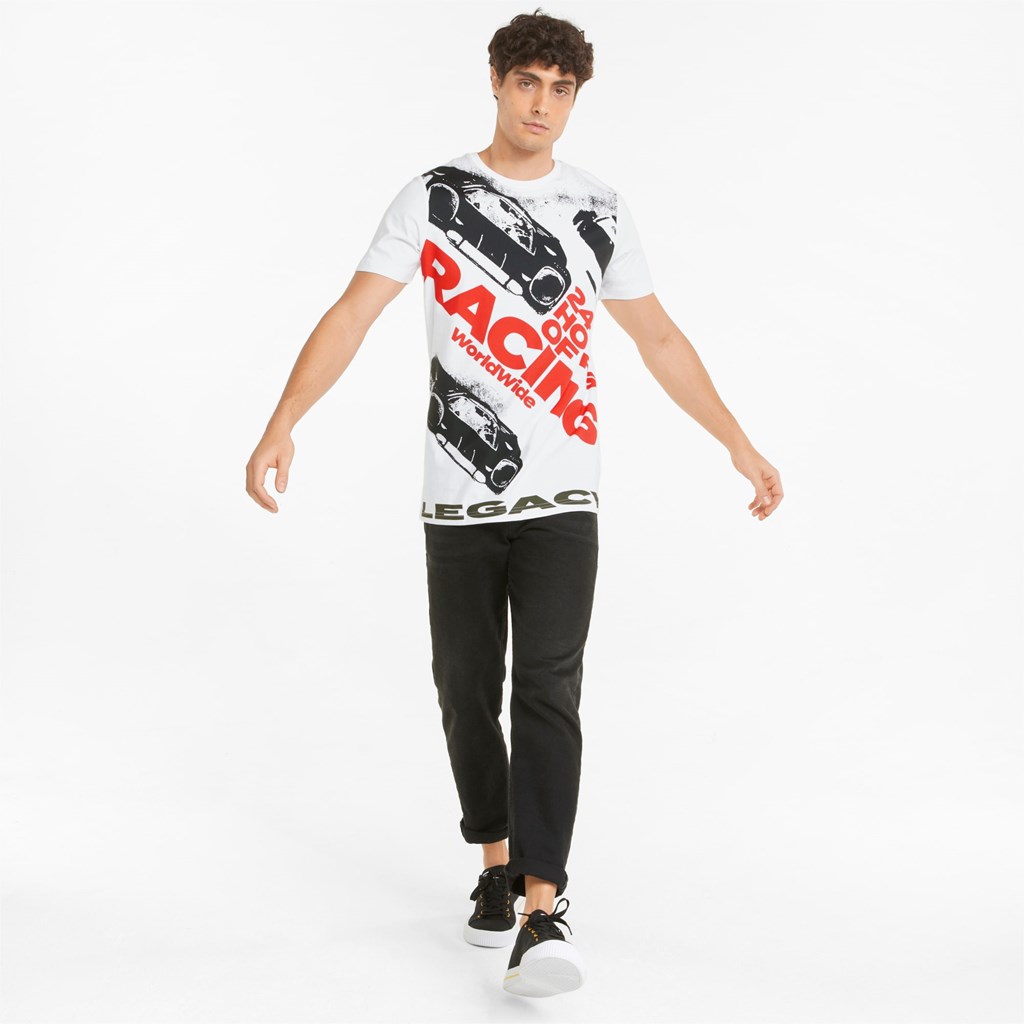 White Puma Porsche Legacy Statement Graphic Men's Tee | 9683ZQTHU