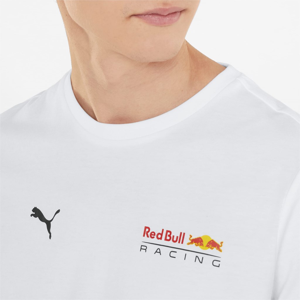 White Puma Red Bull Racing Essentials Small Logo Men's Tee | 7832FIEXB