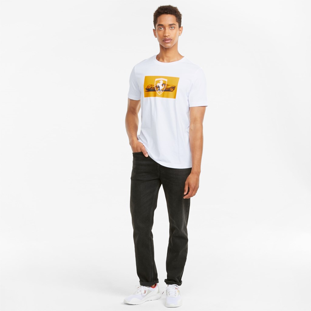 White Puma Scuderia Ferrari Race Graphic Men's Tee 2 | 0912ESAUT