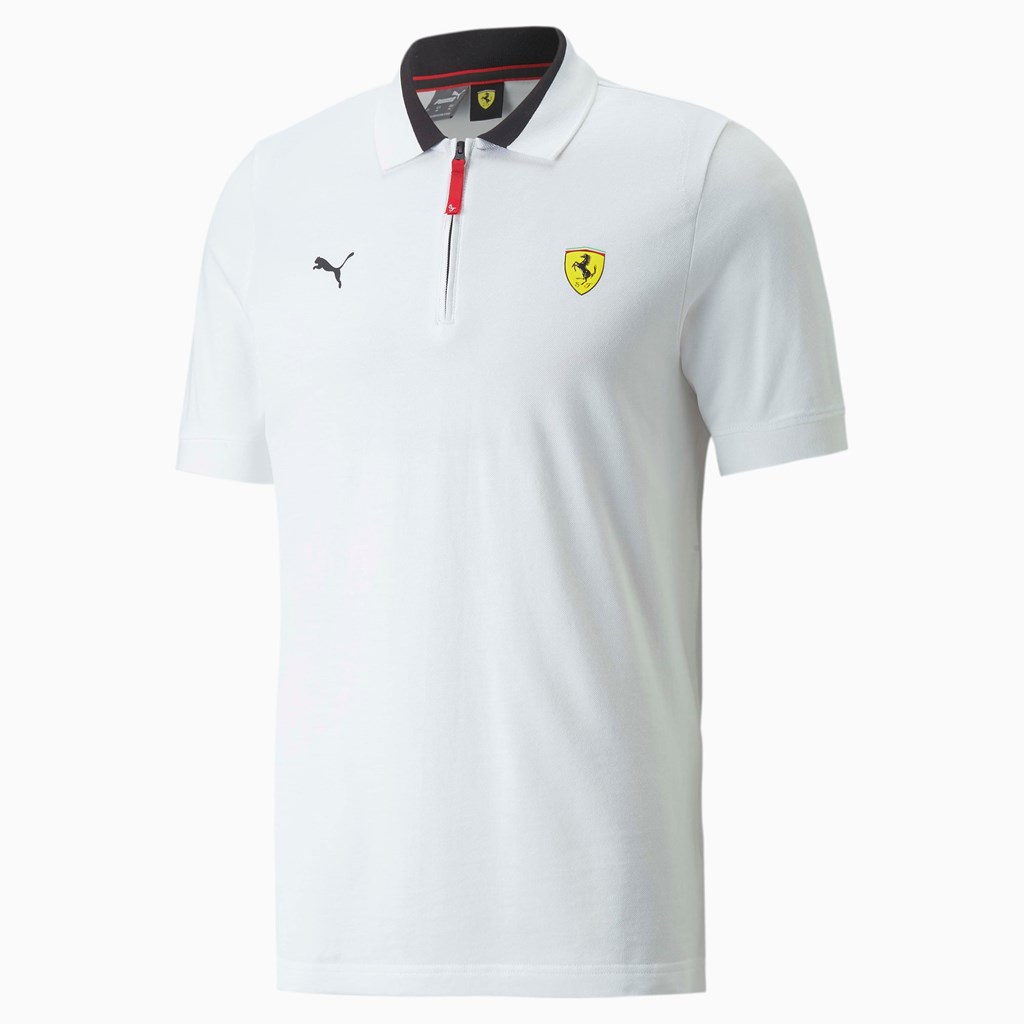 White Puma Scuderia Ferrari Race Men's Polo Shirt | 0541HDNTW