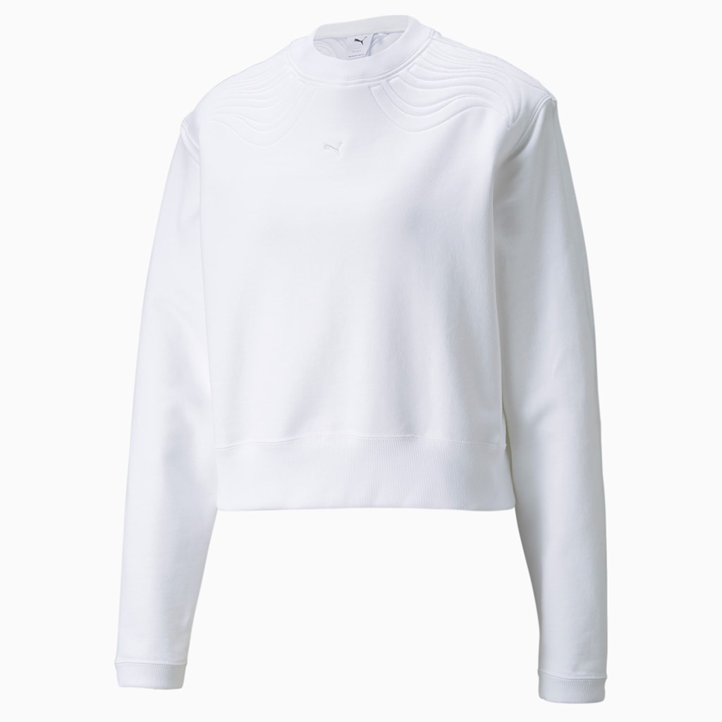 White Puma Snow Tiger Boxy Crew Neck Women's Sweater | 7349BVAJY