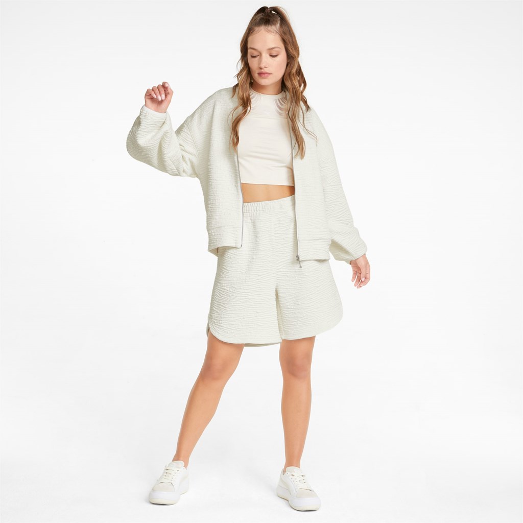 White Puma Snow Tiger Jacquard Bomber Women's Jacket | 2467VBGKQ