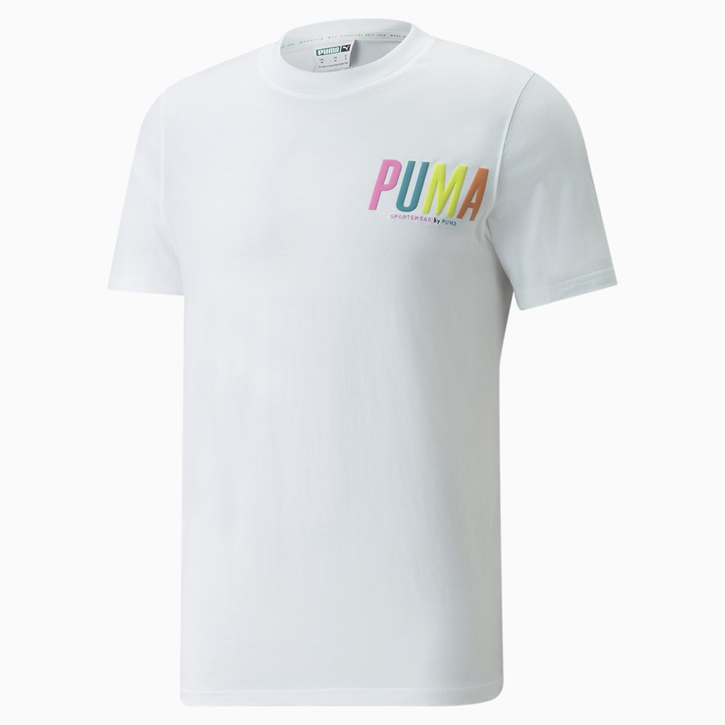 White Puma Sportswear by PUMA Graphic Men's Tee | 3826RPKLO